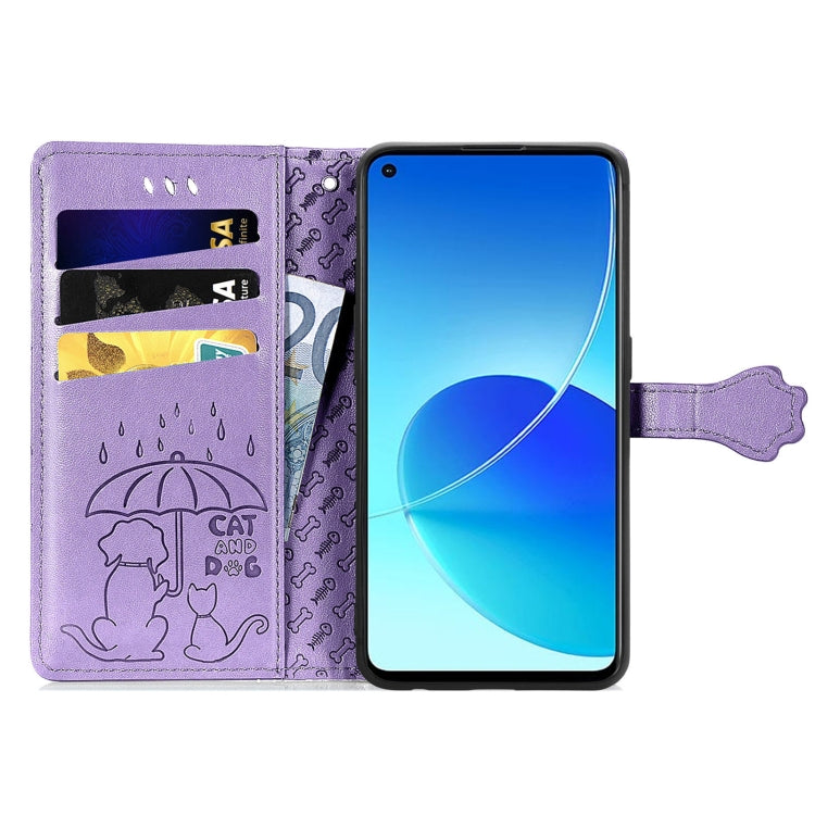 Lovely Cat and Dog Embossing Pattern Horizontal Flip Leather Case , with Holder & Card Slots & Wallet & Cartoon Clasp & Lanyard, For OPPO Reno6 Z, For OPPO Realme C20, For Xiaomi Redmi 10