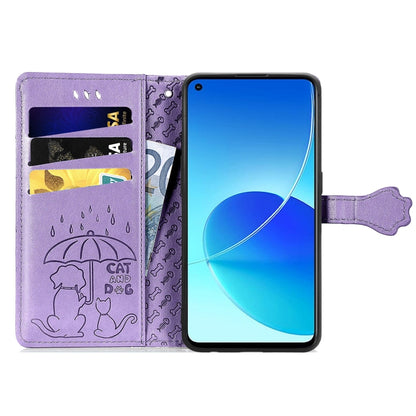 Lovely Cat and Dog Embossing Pattern Horizontal Flip Leather Case , with Holder & Card Slots & Wallet & Cartoon Clasp & Lanyard, For OPPO Reno6 Z, For OPPO Realme C20, For Xiaomi Redmi 10