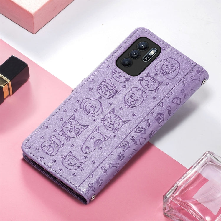 Lovely Cat and Dog Embossing Pattern Horizontal Flip Leather Case , with Holder & Card Slots & Wallet & Cartoon Clasp & Lanyard, For OPPO Reno6 Z, For OPPO Realme C20, For Xiaomi Redmi 10