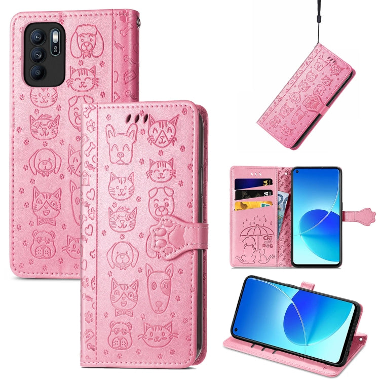 Lovely Cat and Dog Embossing Pattern Horizontal Flip Leather Case , with Holder & Card Slots & Wallet & Cartoon Clasp & Lanyard, For OPPO Reno6 Z, For OPPO Realme C20, For Xiaomi Redmi 10