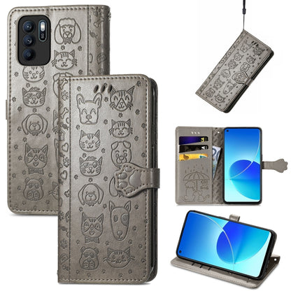 Lovely Cat and Dog Embossing Pattern Horizontal Flip Leather Case , with Holder & Card Slots & Wallet & Cartoon Clasp & Lanyard, For OPPO Reno6 Z, For OPPO Realme C20, For Xiaomi Redmi 10