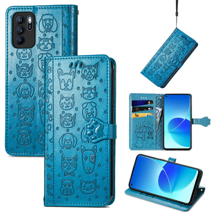 Lovely Cat and Dog Embossing Pattern Horizontal Flip Leather Case , with Holder & Card Slots & Wallet & Cartoon Clasp & Lanyard, For OPPO Reno6 Z, For OPPO Realme C20, For Xiaomi Redmi 10