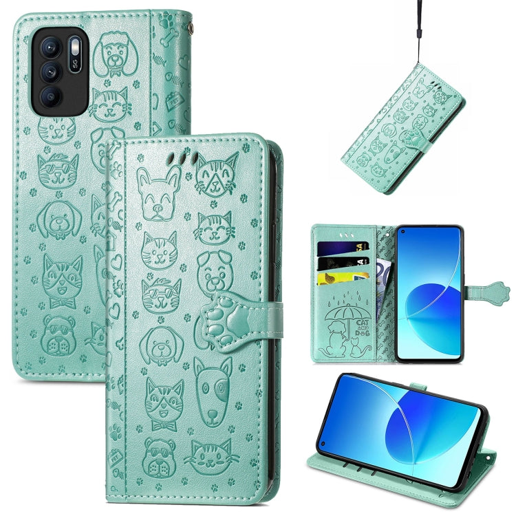 Lovely Cat and Dog Embossing Pattern Horizontal Flip Leather Case , with Holder & Card Slots & Wallet & Cartoon Clasp & Lanyard, For OPPO Reno6 Z, For OPPO Realme C20, For Xiaomi Redmi 10