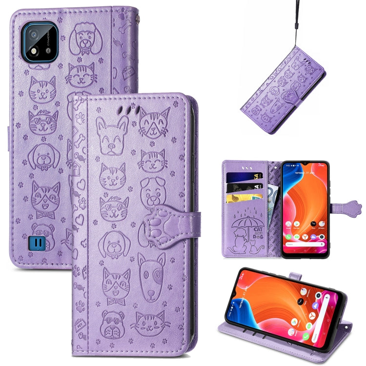 Lovely Cat and Dog Embossing Pattern Horizontal Flip Leather Case , with Holder & Card Slots & Wallet & Cartoon Clasp & Lanyard, For OPPO Reno6 Z, For OPPO Realme C20, For Xiaomi Redmi 10
