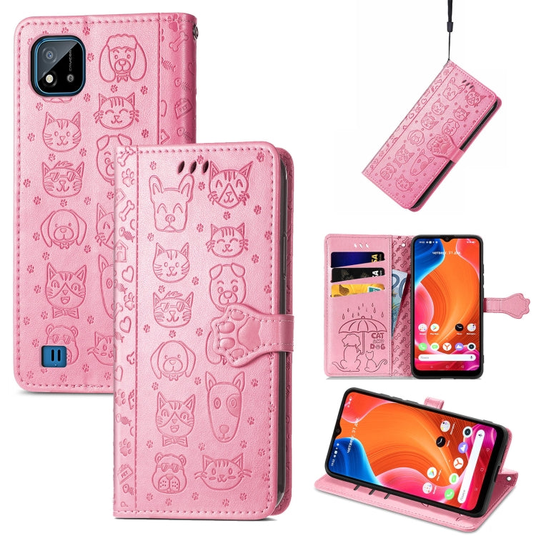 Lovely Cat and Dog Embossing Pattern Horizontal Flip Leather Case , with Holder & Card Slots & Wallet & Cartoon Clasp & Lanyard, For OPPO Reno6 Z, For OPPO Realme C20, For Xiaomi Redmi 10