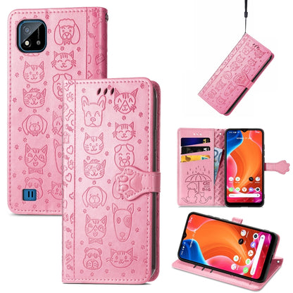 Lovely Cat and Dog Embossing Pattern Horizontal Flip Leather Case , with Holder & Card Slots & Wallet & Cartoon Clasp & Lanyard, For OPPO Reno6 Z, For OPPO Realme C20, For Xiaomi Redmi 10