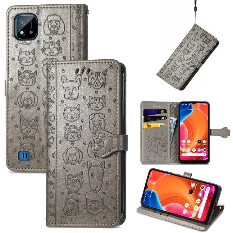 Lovely Cat and Dog Embossing Pattern Horizontal Flip Leather Case , with Holder & Card Slots & Wallet & Cartoon Clasp & Lanyard, For OPPO Reno6 Z, For OPPO Realme C20, For Xiaomi Redmi 10