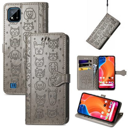Lovely Cat and Dog Embossing Pattern Horizontal Flip Leather Case , with Holder & Card Slots & Wallet & Cartoon Clasp & Lanyard, For OPPO Reno6 Z, For OPPO Realme C20, For Xiaomi Redmi 10