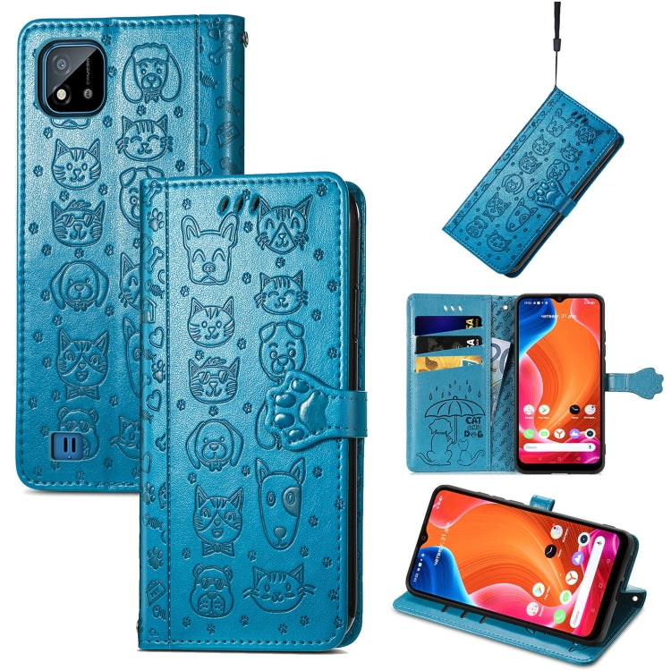 Lovely Cat and Dog Embossing Pattern Horizontal Flip Leather Case , with Holder & Card Slots & Wallet & Cartoon Clasp & Lanyard, For OPPO Reno6 Z, For OPPO Realme C20, For Xiaomi Redmi 10
