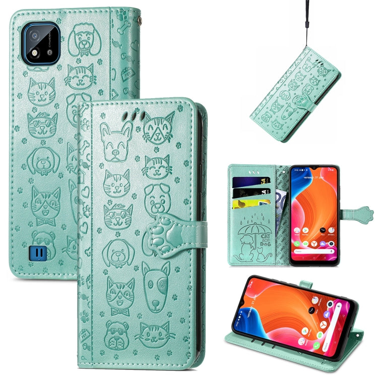 Lovely Cat and Dog Embossing Pattern Horizontal Flip Leather Case , with Holder & Card Slots & Wallet & Cartoon Clasp & Lanyard, For OPPO Reno6 Z, For OPPO Realme C20, For Xiaomi Redmi 10