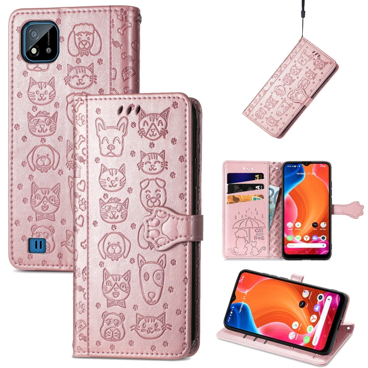 Lovely Cat and Dog Embossing Pattern Horizontal Flip Leather Case , with Holder & Card Slots & Wallet & Cartoon Clasp & Lanyard, For OPPO Reno6 Z, For OPPO Realme C20, For Xiaomi Redmi 10