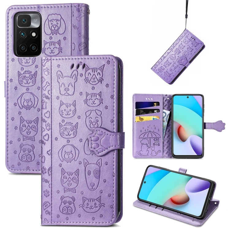 Lovely Cat and Dog Embossing Pattern Horizontal Flip Leather Case , with Holder & Card Slots & Wallet & Cartoon Clasp & Lanyard, For OPPO Reno6 Z, For OPPO Realme C20, For Xiaomi Redmi 10