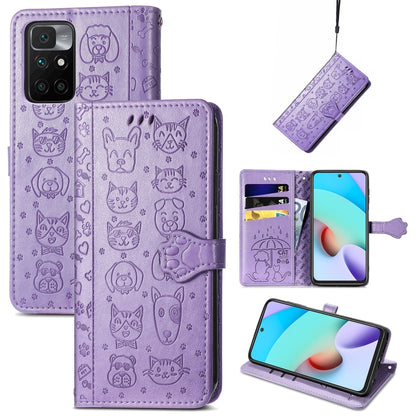 Lovely Cat and Dog Embossing Pattern Horizontal Flip Leather Case , with Holder & Card Slots & Wallet & Cartoon Clasp & Lanyard, For OPPO Reno6 Z, For OPPO Realme C20, For Xiaomi Redmi 10