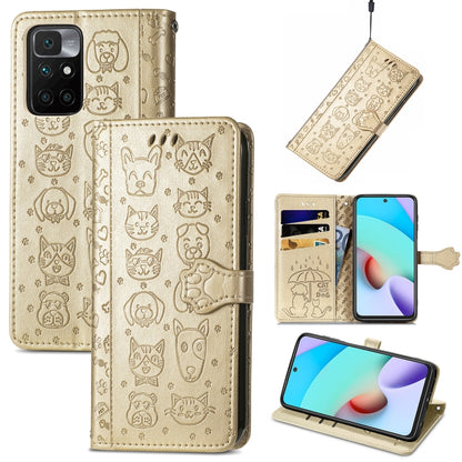 Lovely Cat and Dog Embossing Pattern Horizontal Flip Leather Case , with Holder & Card Slots & Wallet & Cartoon Clasp & Lanyard, For OPPO Reno6 Z, For OPPO Realme C20, For Xiaomi Redmi 10
