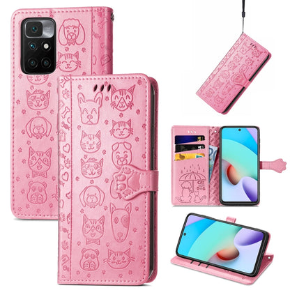 Lovely Cat and Dog Embossing Pattern Horizontal Flip Leather Case , with Holder & Card Slots & Wallet & Cartoon Clasp & Lanyard, For OPPO Reno6 Z, For OPPO Realme C20, For Xiaomi Redmi 10