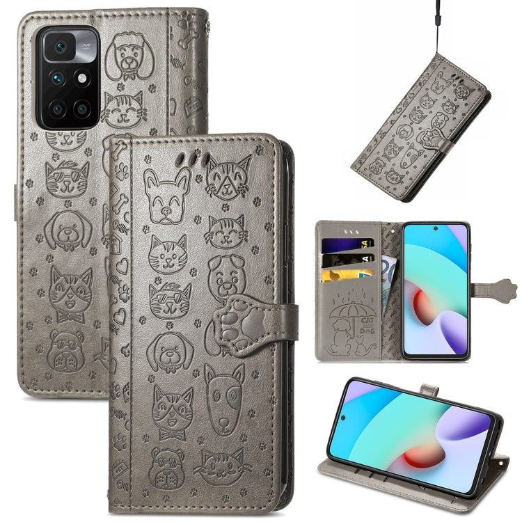 Lovely Cat and Dog Embossing Pattern Horizontal Flip Leather Case , with Holder & Card Slots & Wallet & Cartoon Clasp & Lanyard, For OPPO Reno6 Z, For OPPO Realme C20, For Xiaomi Redmi 10