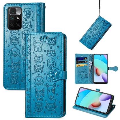Lovely Cat and Dog Embossing Pattern Horizontal Flip Leather Case , with Holder & Card Slots & Wallet & Cartoon Clasp & Lanyard, For OPPO Reno6 Z, For OPPO Realme C20, For Xiaomi Redmi 10