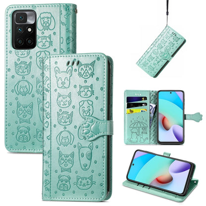 Lovely Cat and Dog Embossing Pattern Horizontal Flip Leather Case , with Holder & Card Slots & Wallet & Cartoon Clasp & Lanyard, For OPPO Reno6 Z, For OPPO Realme C20, For Xiaomi Redmi 10