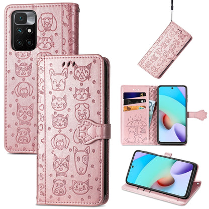 Lovely Cat and Dog Embossing Pattern Horizontal Flip Leather Case , with Holder & Card Slots & Wallet & Cartoon Clasp & Lanyard, For OPPO Reno6 Z, For OPPO Realme C20, For Xiaomi Redmi 10