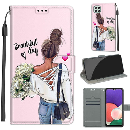 Voltage Coloured Drawing Magnetic Clasp Horizontal Flip PU Leather Case with Holder & Card Slots, For Samsung Galaxy A22 5G