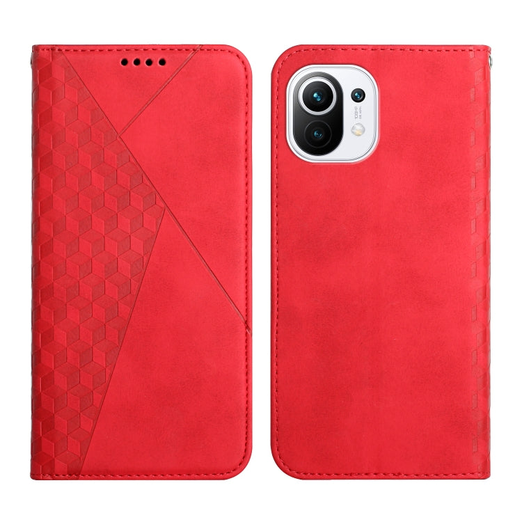 Diamond Pattern Splicing Skin Feel Magnetic Horizontal Flip Leather Case with Card Slots & Holder & Wallet, For Xiaomi Mi 11 Lite, For Xiaomi Mi 11 Pro, For Xiaomi Mi 11, For Xiaomi Poco M3 / Redmi 9T