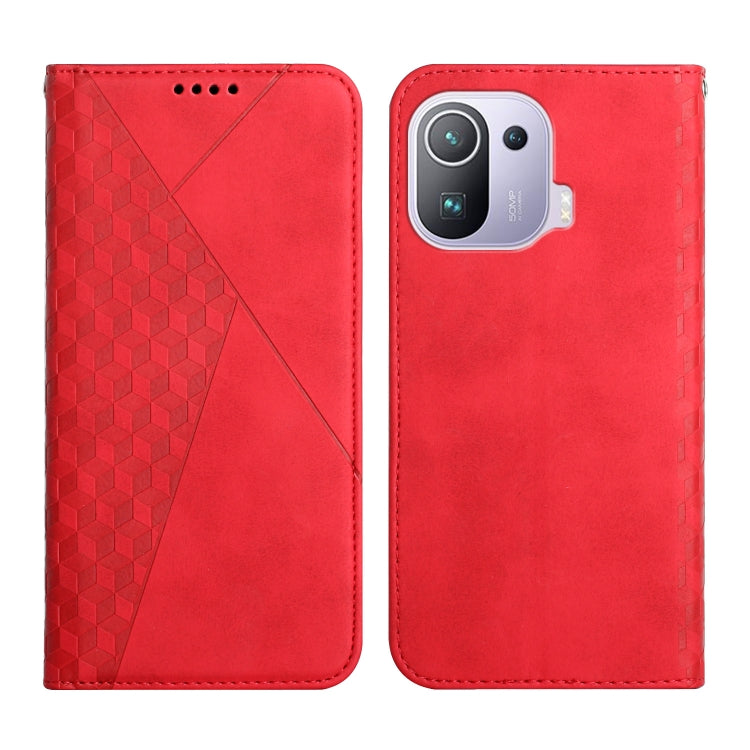Diamond Pattern Splicing Skin Feel Magnetic Horizontal Flip Leather Case with Card Slots & Holder & Wallet, For Xiaomi Mi 11 Lite, For Xiaomi Mi 11 Pro, For Xiaomi Mi 11, For Xiaomi Poco M3 / Redmi 9T