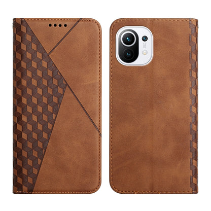 Diamond Pattern Splicing Skin Feel Magnetic Horizontal Flip Leather Case with Card Slots & Holder & Wallet, For Xiaomi Mi 11 Lite, For Xiaomi Mi 11 Pro, For Xiaomi Mi 11, For Xiaomi Poco M3 / Redmi 9T
