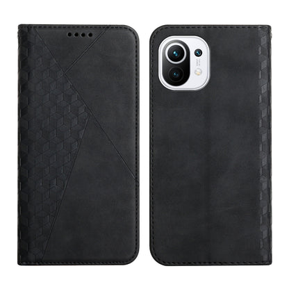 Diamond Pattern Splicing Skin Feel Magnetic Horizontal Flip Leather Case with Card Slots & Holder & Wallet, For Xiaomi Mi 11 Lite, For Xiaomi Mi 11 Pro, For Xiaomi Mi 11, For Xiaomi Poco M3 / Redmi 9T