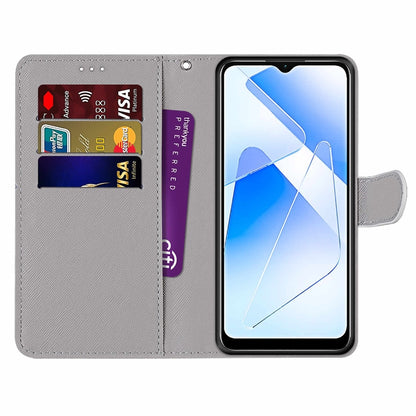 Coloured Drawing Cross Texture Horizontal Flip PU Leather Case with Holder & Card Slots & Wallet & Lanyard, For OPPO A54 4G / A16 4G / A53s 5G / A55 5G