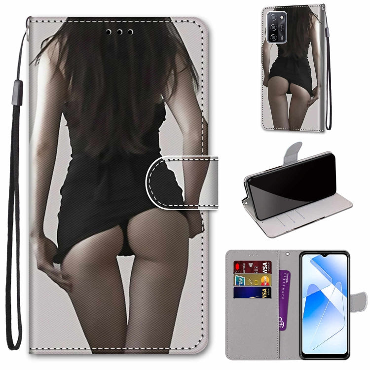 Coloured Drawing Cross Texture Horizontal Flip PU Leather Case with Holder & Card Slots & Wallet & Lanyard, For OPPO A54 4G / A16 4G / A53s 5G / A55 5G