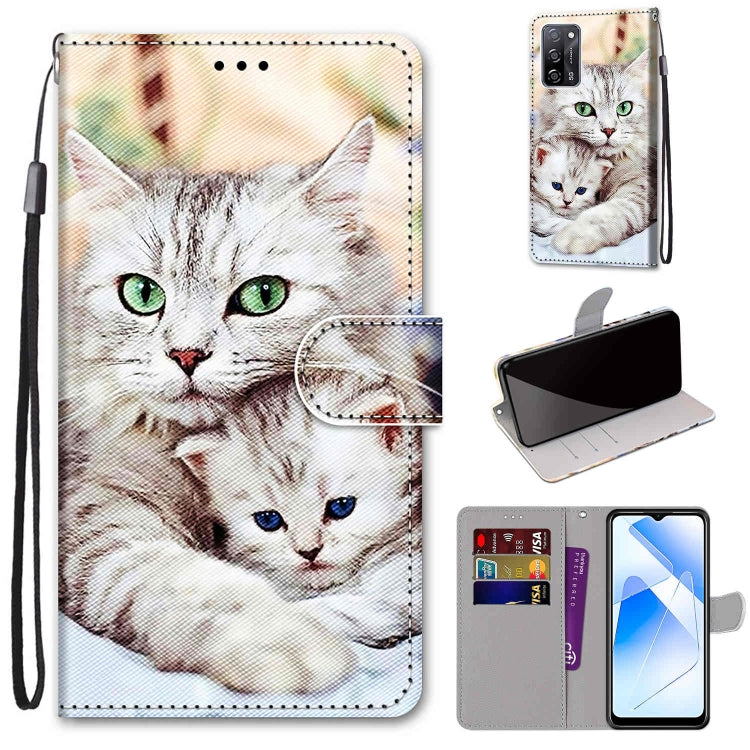 Coloured Drawing Cross Texture Horizontal Flip PU Leather Case with Holder & Card Slots & Wallet & Lanyard, For OPPO A54 4G / A16 4G / A53s 5G / A55 5G