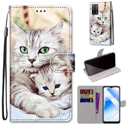 Coloured Drawing Cross Texture Horizontal Flip PU Leather Case with Holder & Card Slots & Wallet & Lanyard, For OPPO A54 4G / A16 4G / A53s 5G / A55 5G