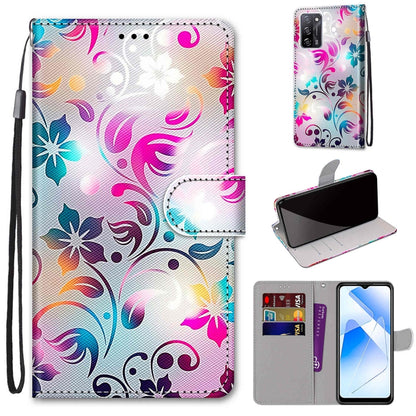Coloured Drawing Cross Texture Horizontal Flip PU Leather Case with Holder & Card Slots & Wallet & Lanyard, For OPPO A54 4G / A16 4G / A53s 5G / A55 5G