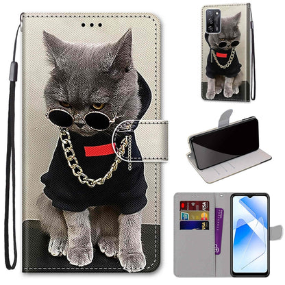 Coloured Drawing Cross Texture Horizontal Flip PU Leather Case with Holder & Card Slots & Wallet & Lanyard, For OPPO A54 4G / A16 4G / A53s 5G / A55 5G