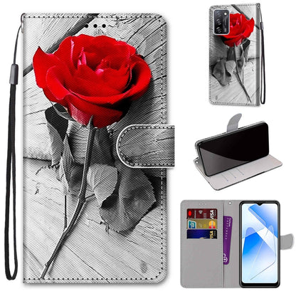 Coloured Drawing Cross Texture Horizontal Flip PU Leather Case with Holder & Card Slots & Wallet & Lanyard, For OPPO A54 4G / A16 4G / A53s 5G / A55 5G