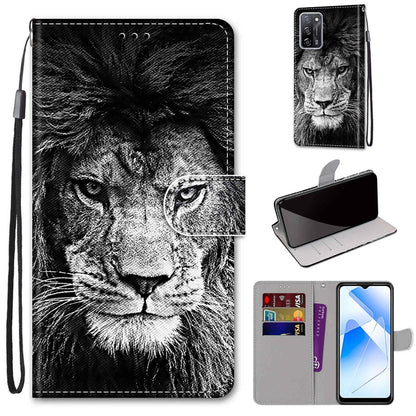 Coloured Drawing Cross Texture Horizontal Flip PU Leather Case with Holder & Card Slots & Wallet & Lanyard, For OPPO A54 4G / A16 4G / A53s 5G / A55 5G