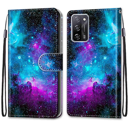 Coloured Drawing Cross Texture Horizontal Flip PU Leather Case with Holder & Card Slots & Wallet & Lanyard, For OPPO A54 4G / A16 4G / A53s 5G / A55 5G