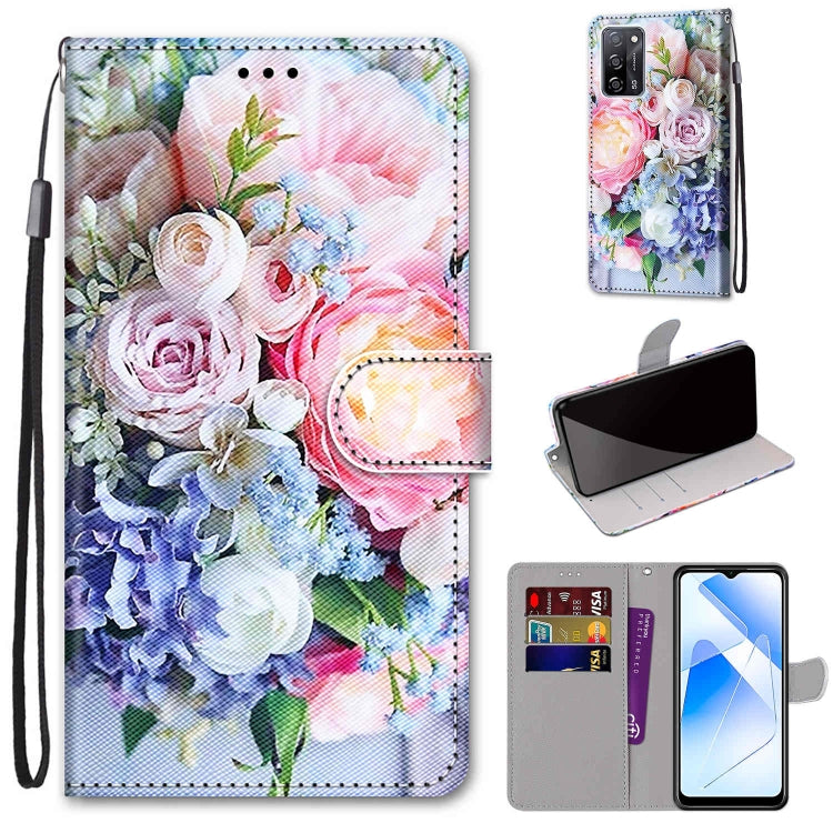 Coloured Drawing Cross Texture Horizontal Flip PU Leather Case with Holder & Card Slots & Wallet & Lanyard, For OPPO A54 4G / A16 4G / A53s 5G / A55 5G