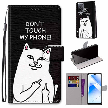 Coloured Drawing Cross Texture Horizontal Flip PU Leather Case with Holder & Card Slots & Wallet & Lanyard, For OPPO A54 4G / A16 4G / A53s 5G / A55 5G