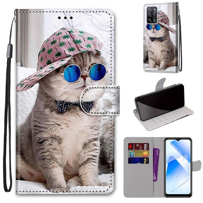 Coloured Drawing Cross Texture Horizontal Flip PU Leather Case with Holder & Card Slots & Wallet & Lanyard, For OPPO A54 4G / A16 4G / A53s 5G / A55 5G