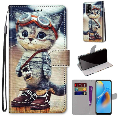 Coloured Drawing Cross Texture Horizontal Flip PU Leather Case with Holder & Card Slots & Wallet & Lanyard, For OPPO F19 / A74 4G