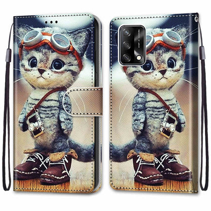 Coloured Drawing Cross Texture Horizontal Flip PU Leather Case with Holder & Card Slots & Wallet & Lanyard, For OPPO F19 / A74 4G