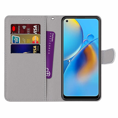 Coloured Drawing Cross Texture Horizontal Flip PU Leather Case with Holder & Card Slots & Wallet & Lanyard, For OPPO F19 / A74 4G