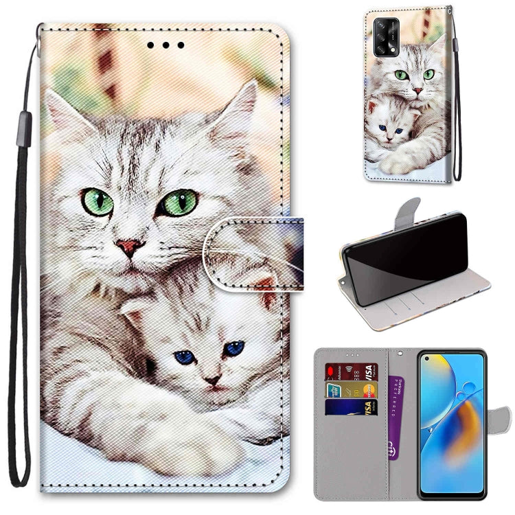 Coloured Drawing Cross Texture Horizontal Flip PU Leather Case with Holder & Card Slots & Wallet & Lanyard, For OPPO F19 / A74 4G
