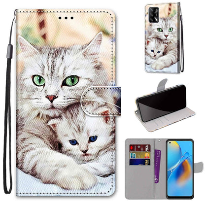 Coloured Drawing Cross Texture Horizontal Flip PU Leather Case with Holder & Card Slots & Wallet & Lanyard, For OPPO F19 / A74 4G
