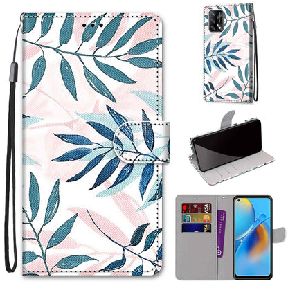 Coloured Drawing Cross Texture Horizontal Flip PU Leather Case with Holder & Card Slots & Wallet & Lanyard, For OPPO F19 / A74 4G
