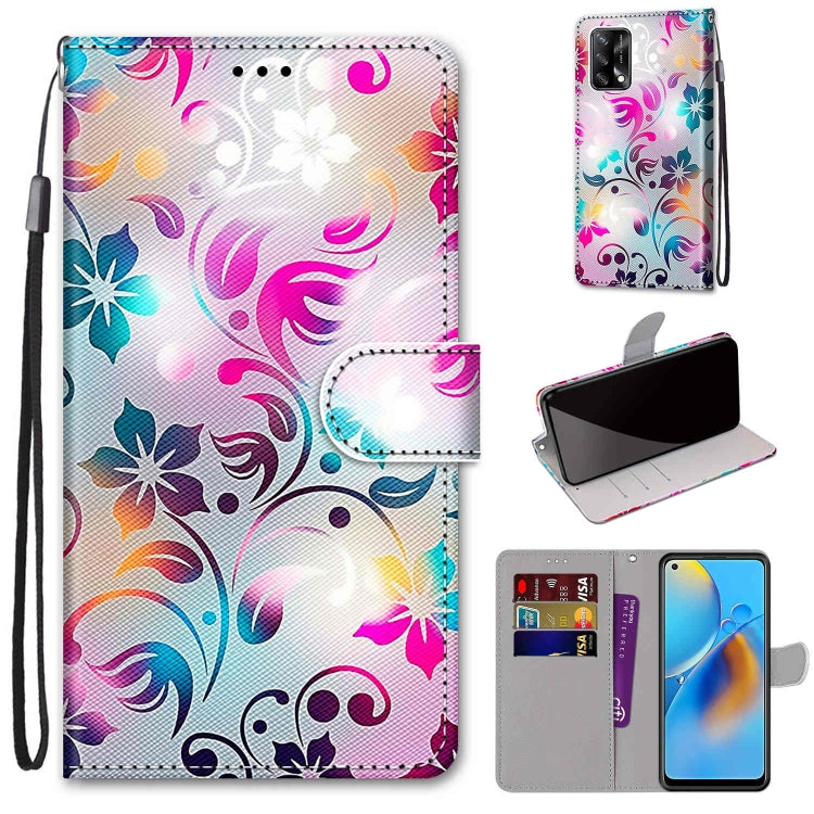 Coloured Drawing Cross Texture Horizontal Flip PU Leather Case with Holder & Card Slots & Wallet & Lanyard, For OPPO F19 / A74 4G