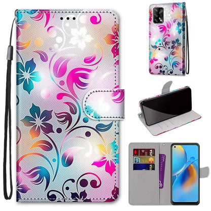 Coloured Drawing Cross Texture Horizontal Flip PU Leather Case with Holder & Card Slots & Wallet & Lanyard, For OPPO F19 / A74 4G