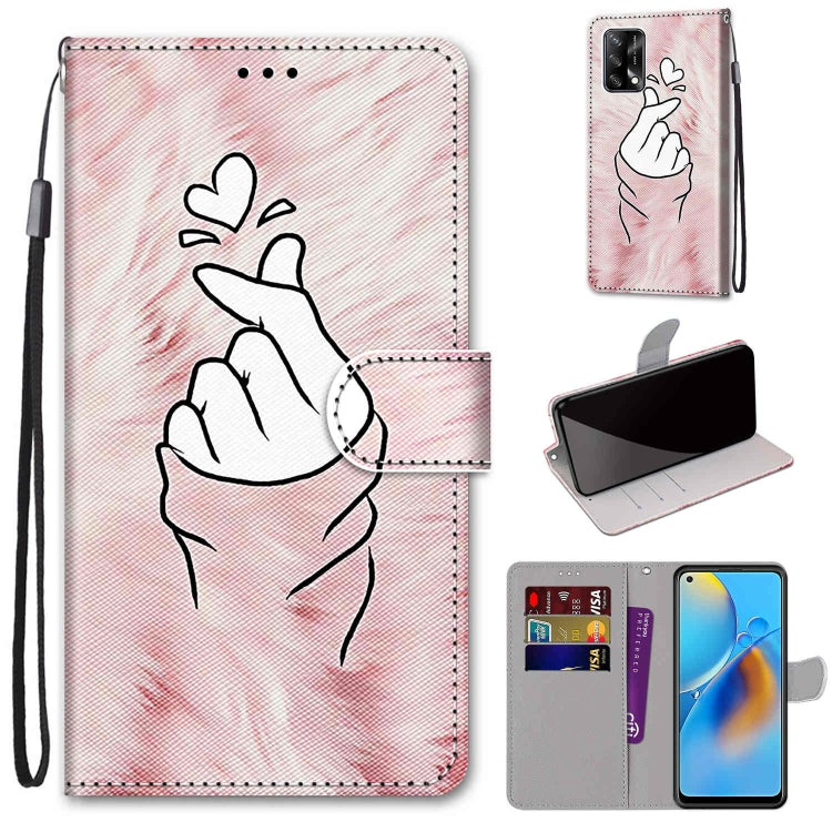 Coloured Drawing Cross Texture Horizontal Flip PU Leather Case with Holder & Card Slots & Wallet & Lanyard, For OPPO F19 / A74 4G