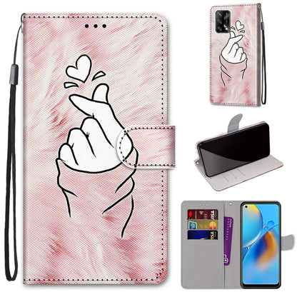 Coloured Drawing Cross Texture Horizontal Flip PU Leather Case with Holder & Card Slots & Wallet & Lanyard, For OPPO F19 / A74 4G